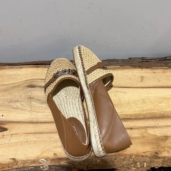 Michael Kors Ember Slip On Leather& Woven Espadrilles Size 10 A35 - Picture 11 of 13